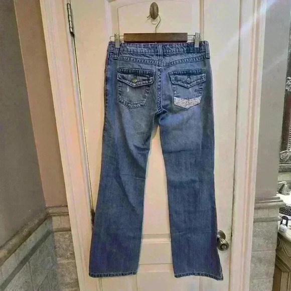 P7028 american rag cie light wash festival patchwork straight leg size 1 - Picture 6 of 9